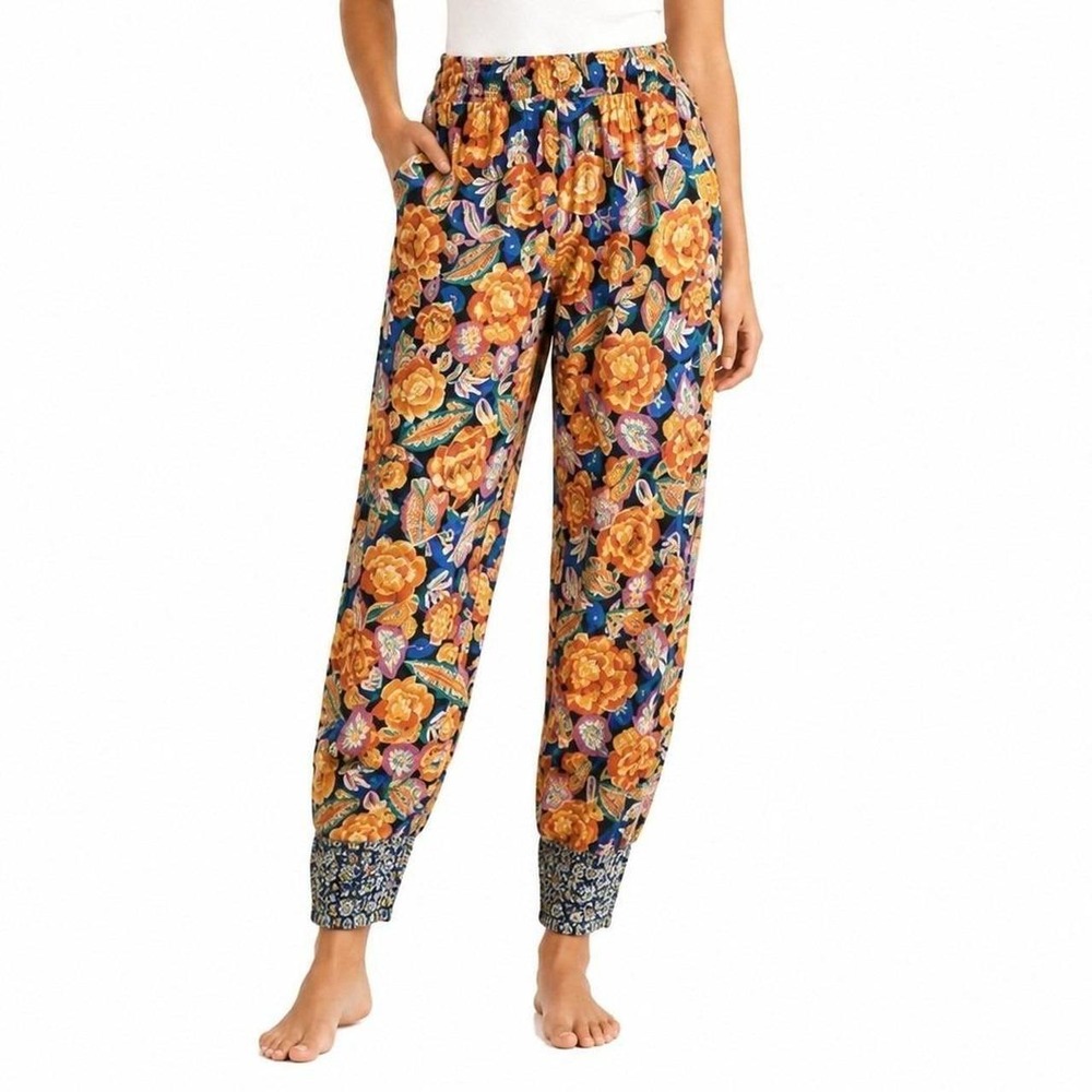 Anthropologie Shari Floral Harem Pants Boho Pull On Size Medium
